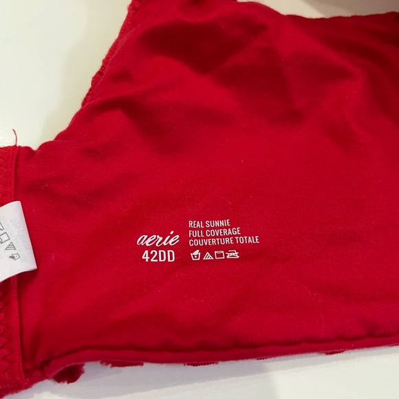 Aerie Real Sunny full coverage red lace detail bra 42DD - Picture 6 of 11